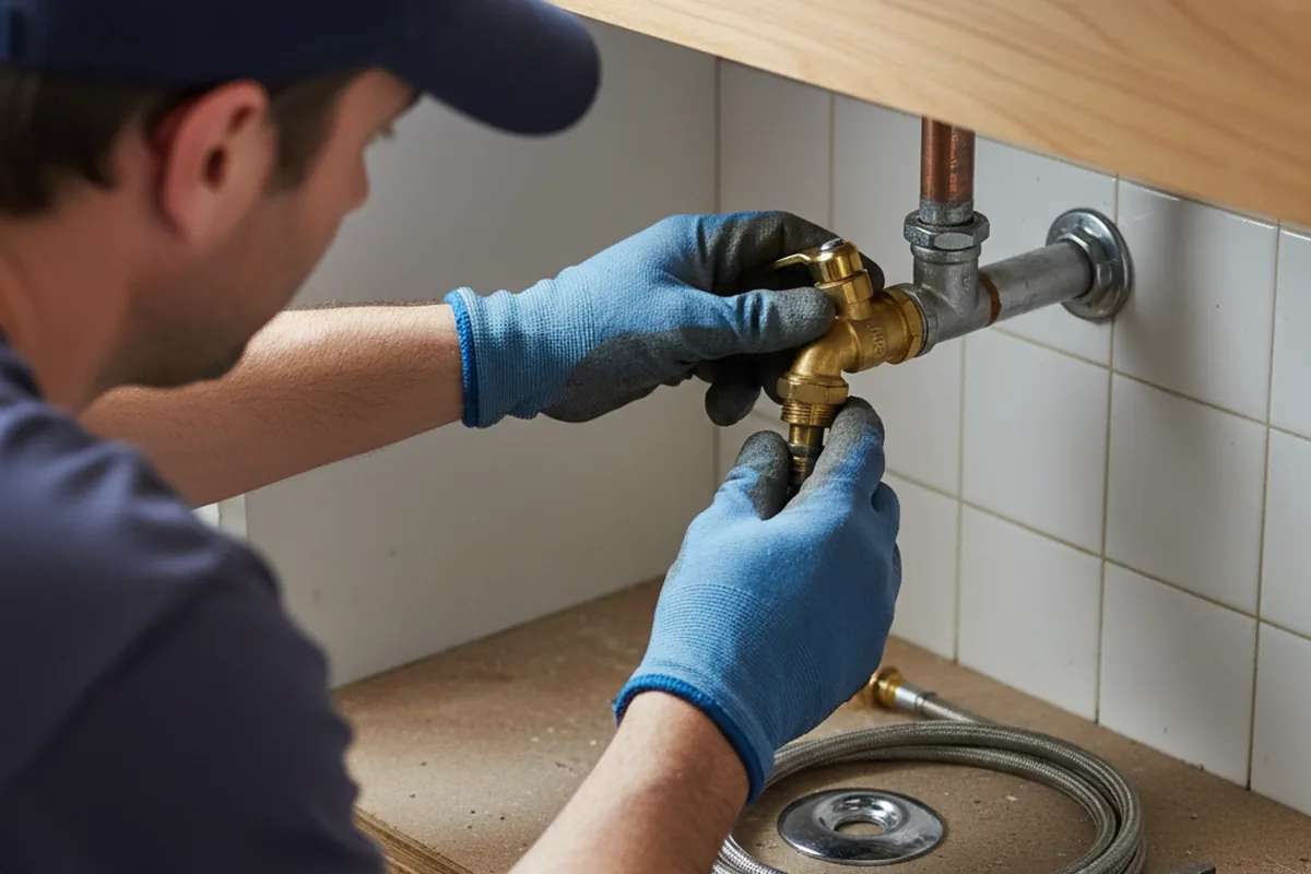 Shutoff valve and fitting work during Burst Pipe Repair in Corning